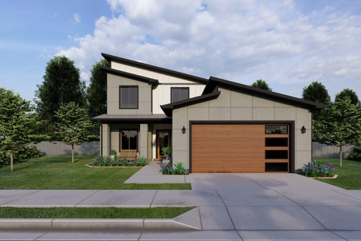 Hadleigh home featuring open-concept kitchen with large island, bright family room, flexible office space, and private primary suite.